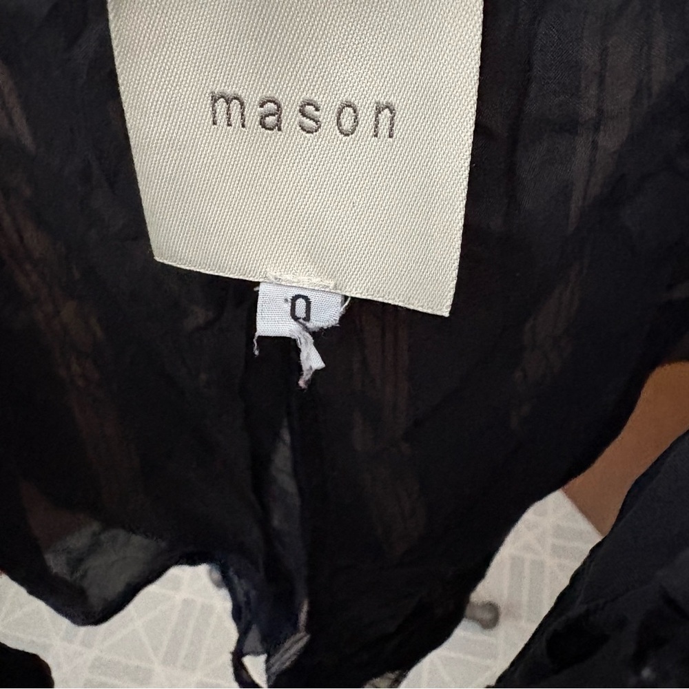 MASON Sz 0 Silk Shorts Striped Navy Blue White Black Lining Pockets - Picture 5 of 9